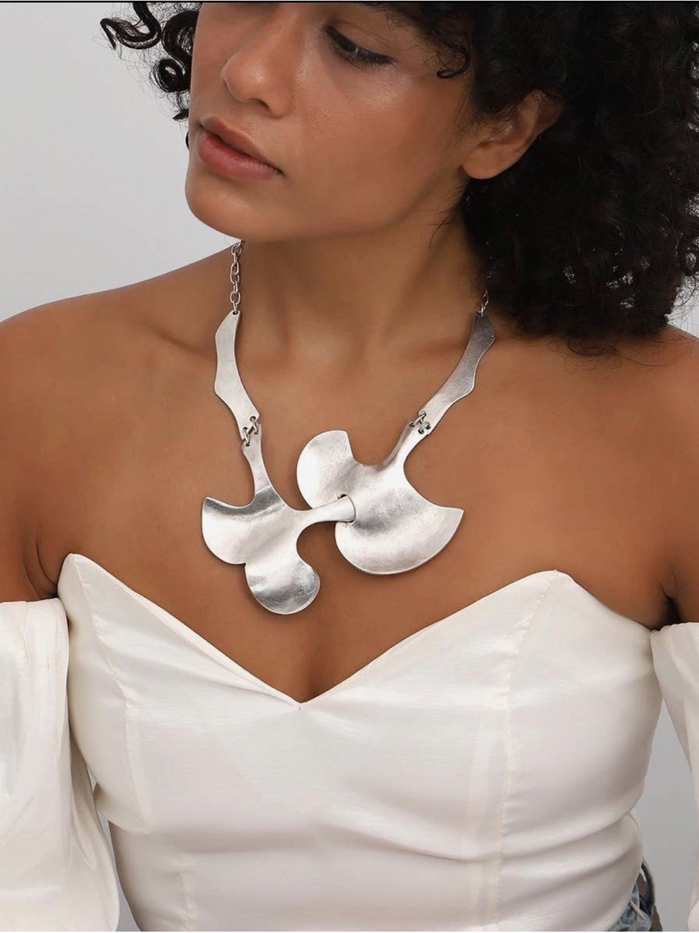 Statement Antique Silver Plated Big Leafs
Pendant Necklace - Women Jewelry